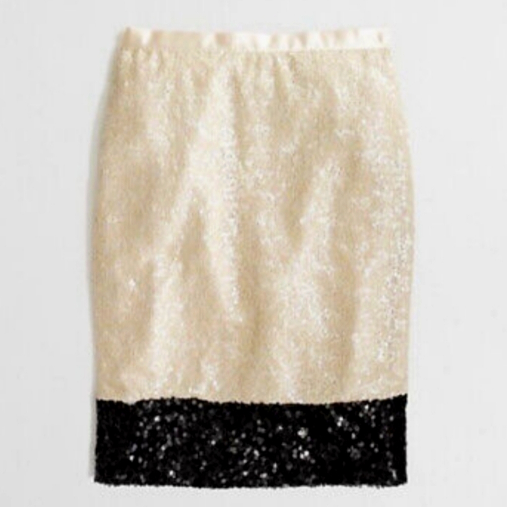J.Crew The Pencil Skirt, Sequined Two Toned Cream/ Black sz 4